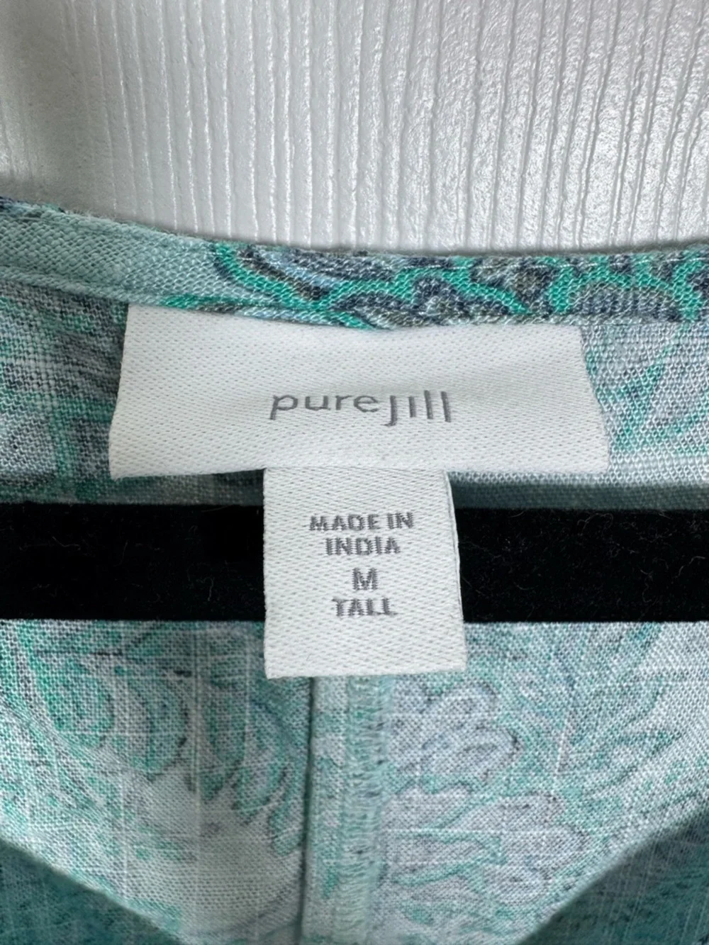 Pure Jill Linen Blend Paisley Midi Dress Blue Green Boho Relaxed - Picture 4 of 7